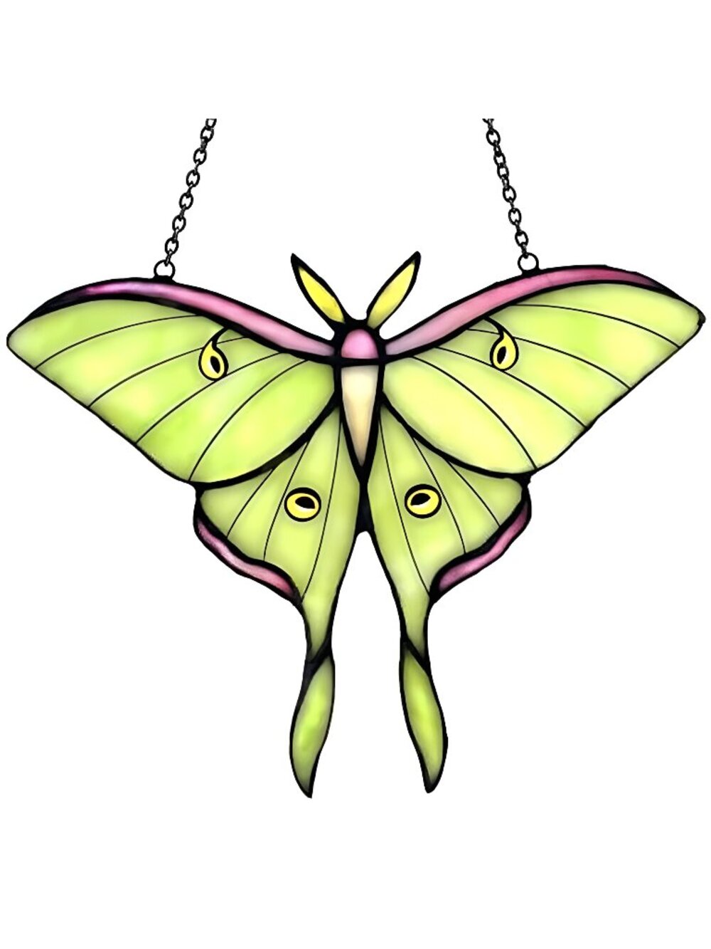 Luna Moth Stained Glass Window Hanging - Handmade Suncatcher Real Glass